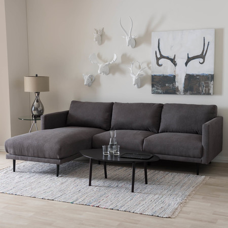 Baxton Studio Riley Grey Upholstered Left Facing Chaise Sectional Sofa 132-7337